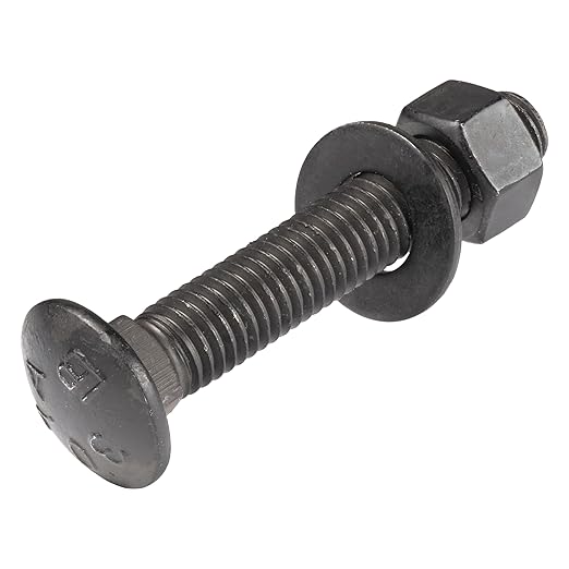 1/2 in. x 3 in. Black Carriage Bolt Kit Includes 12 Bolts, 12 Washers, and 12 Nuts, Ceramic Black Ruspert Coated for Exterior Use - 2X Rust Resistance of Galvanized by Makers Bolt