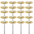 20PCS T-shaped Brass Wire Brushes - Metal Rust Removal, Cleaning, and Polishing - 22mm Diameter, 1/8″ (3mm) Shaft - Removes Burrs and Oxide Layer - Handles Rough Surfaces - Rotary Tool Accessories