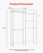 VEVOR Over The Washer and Dryer Storage Shelf, 5 Tier Laundry Room Drying Rack with Hanger Rod and Hooks, Adjustable Over Washer and Dryer Shelves, Laundry Room Shelf Storage Space Saver, White