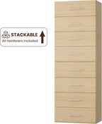 ROOMTEC 31.5" 4 Drawer Short Tower Closet Unit, Modular Closet System with Drawers and Shelf, Wardrobe Organizer for Bedroom or Walk-in Closet, Wall Mounted, Customizable Clothes Storage Unit, Wood