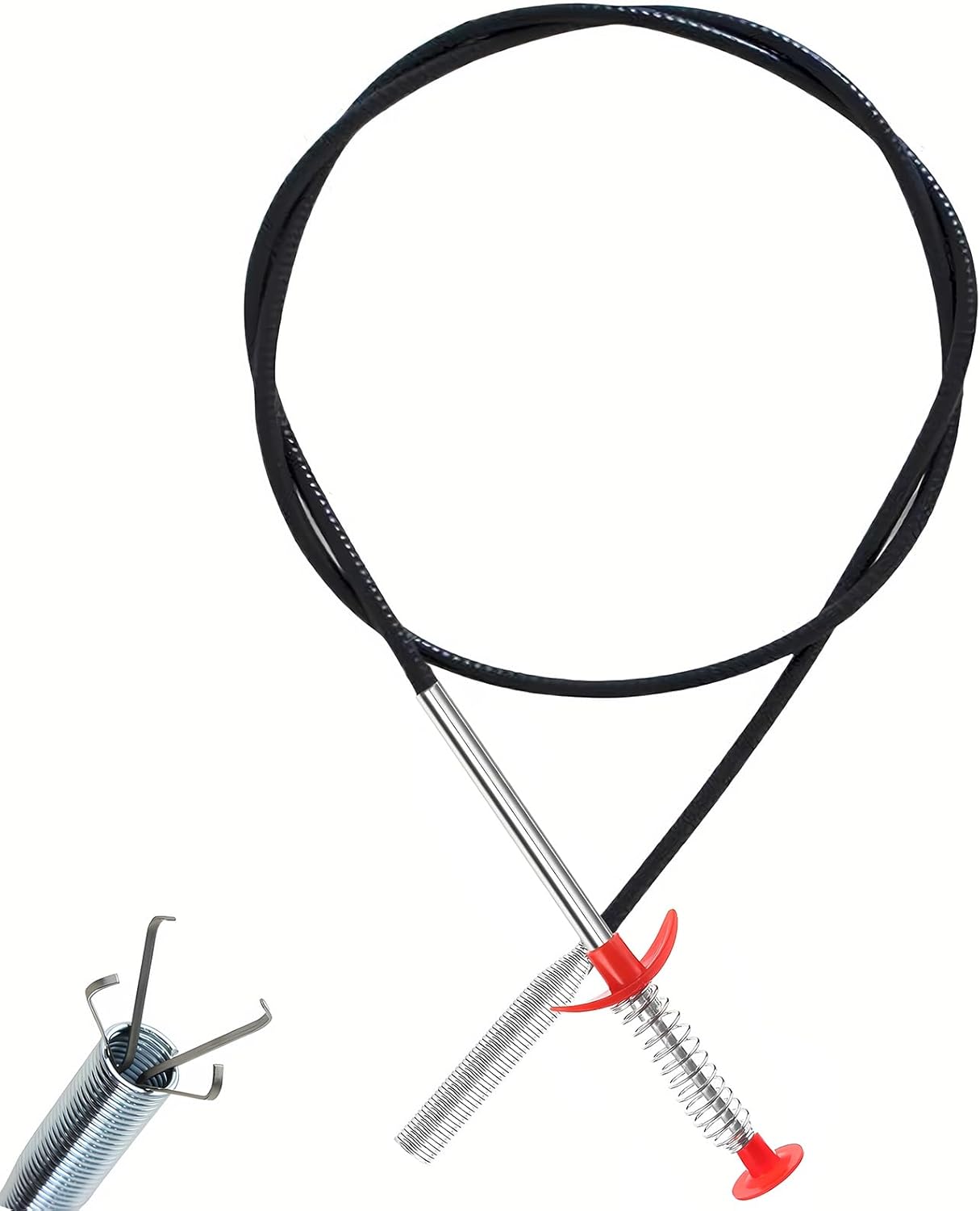 Drain Snake, Drain Clog Remover - Gutter Cleaning Tools Drain Cleaner for Toilet Sewer Shower Kitchen Bathroom Tub Clogged Drains Opener Cleaning Tool, Flexible Grabber Claw Pick Up Reacher (63 inch)