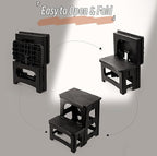 2 Step Stool Foldable, Non-Slip Steps, Folding Step Stool for Adults & Kids, Plastic Stool Pool Ladder, Collapsible Stools 2 Step Ladder for Kitchen Toilet Bedroom Office RV, Holds 330 lbs