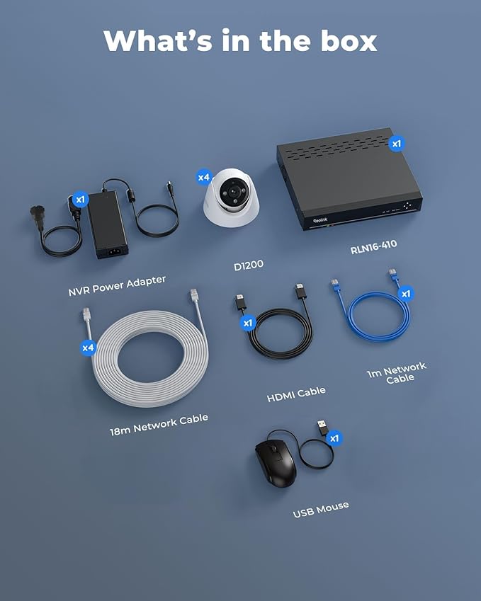 REOLINK 12MP PoE Security Camera System, 8pcs H.265 12MP Security Cameras, Person Vehicle Pet Detection, Two-Way Talk, Spotlights Color Night Vision, 16CH NVR with 4TB HDD, RLK16-1200D8-A