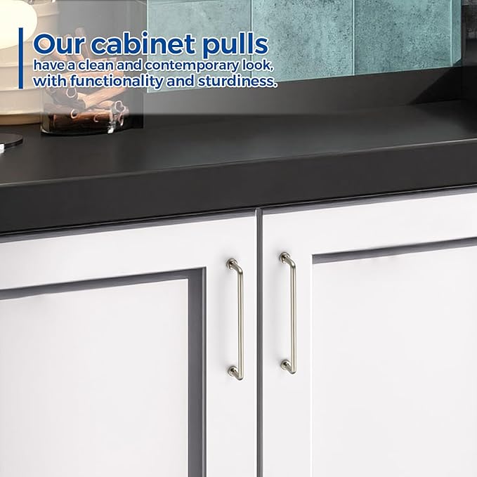 JOY DECOR Cabinet Pulls – 6-1/4 Inch Hole Center, Brushed Nickel, 2 Pack, Zinc Alloy Cabinet Handles for Drawers & Cupboard – Vintage Style Hardware for Kitchen, Bathroom, Dresser, Furniture Makeover