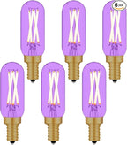 Small Base Purple Light Bulb E12 Colored Chandelier Light Bulbs, 4W 40 Watt Equivalent Dimmable Purple Candelabra Light Bulbs, 6 Pack