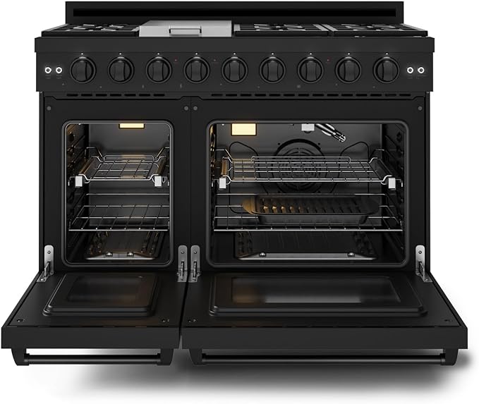 Gordon Ramsay by THOR Kitchen 48 Inch Professional Gas Range with Double Oven in Black