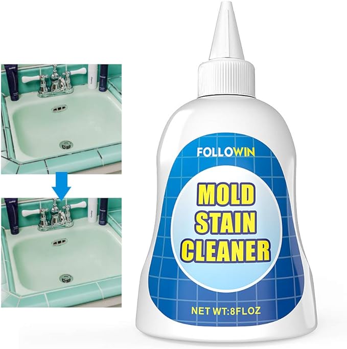 FOLLOWIN Household Mold and Mildew Stain Cleaner Gel Home Cleaner for Front Loader Washing Machine Seal,Tiles Grout,Window Sealant, Bathroom Grout, Sink,Shower Cleansing 8oz