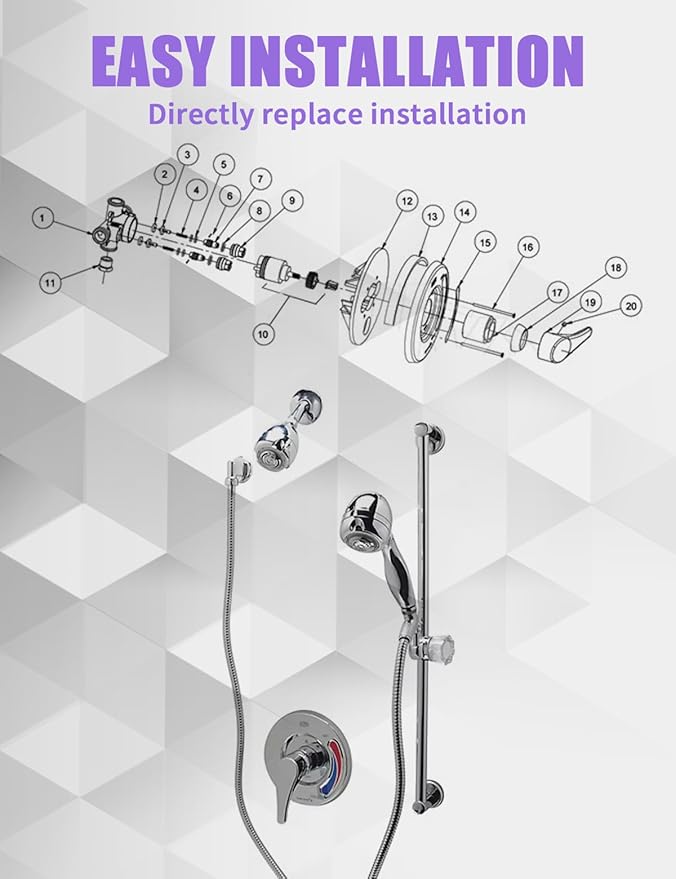 N40HLC Shower Cartridge Fit for Temp-Gard III Series Single Handle Tub and Bath Faucet Valve Replace RK7300-CART-3P, JH02BJ, HL-40, Z-7300