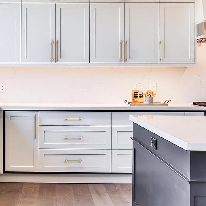 Amerdeco 10 Pack Champagne Bronze Cabinet Pulls 6.3 Inch(160mm) Hole Center Drawer Pulls Cabinet Hardware Kitchen Cabinet Handles for Bathroom Dresser Pulls ZH0069