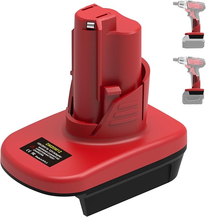 Battery Adapter for Milwaukee 12V M12, for DeWalt 20V & for Milwaukee M18 18V Lithium Battery Convert to for Milwaukee M12 12V Battery, for Milwaukee M12 12V Power Tool