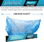 MAXIFILM 20ft x 250ft Roll of Blue Overspray Paintable Masking Plastic Sheeting -8 Micron, 0.3 Mil, Protective Masking Film Cover, Auto Painting, Cover Cloth Home Walls Furniture (2, 20ft x 250ft)