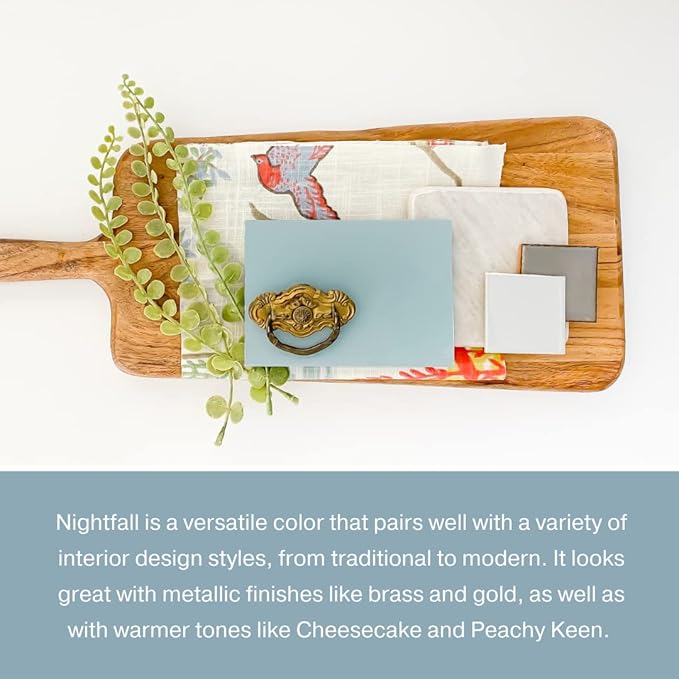 Country Chic All-in-One Chalk Paint for Furniture, Cabinets, Home Decor, Eco-Friendly, Matte Finish, Built-In Primer & Top Coat for Wood, Metal - Nightfall (Blue) - Pint 16 oz (475 ml)