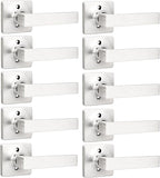 GOBEKOR 10 Pack Single Dummy Lever Door Handle Satin Nickel Square Non-Turning Door Levers Straight Dummy Handle for Closet French Doors