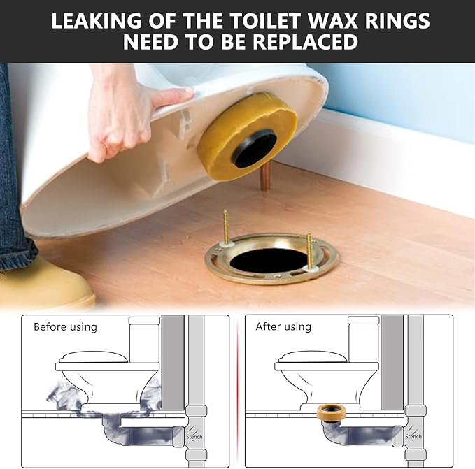 Extra Thick Wax Ring Toilet Kit,with Bolts for Reinstallation of the Toilet,Fits 3-inch or 4-inch Waste Lines(2 PCS)