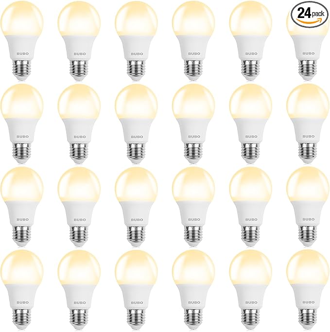 BUBO A19 LED Light Bulbs, 100 Watt Equivalent LED Bulbs, Soft White 2700K, 1500 Lumens, E26 Standard Base, Non-Dimmable, 13W Soft White LED Bulbs for Bedroom Living Room Home Office, 24 Pack