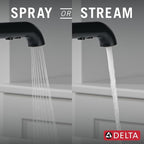 Delta Almari Matte Black Kitchen Faucet with Pull-Out Sprayer, Modern Single Hole Kitchen Sink Faucet, Single Handle, Matte Black 16943-BL-DST