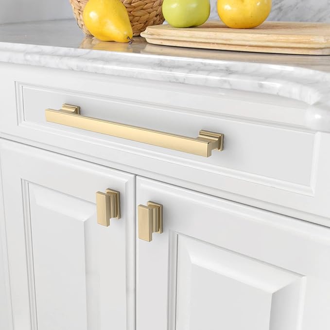 Asidrama 10 Pack 7.5 Inch(192mm) Brushed Brass Kitchen Cabinet Handles, Cabinet Pulls Kitchen Cabinet Hardware for Cupboard Drawer Pulls