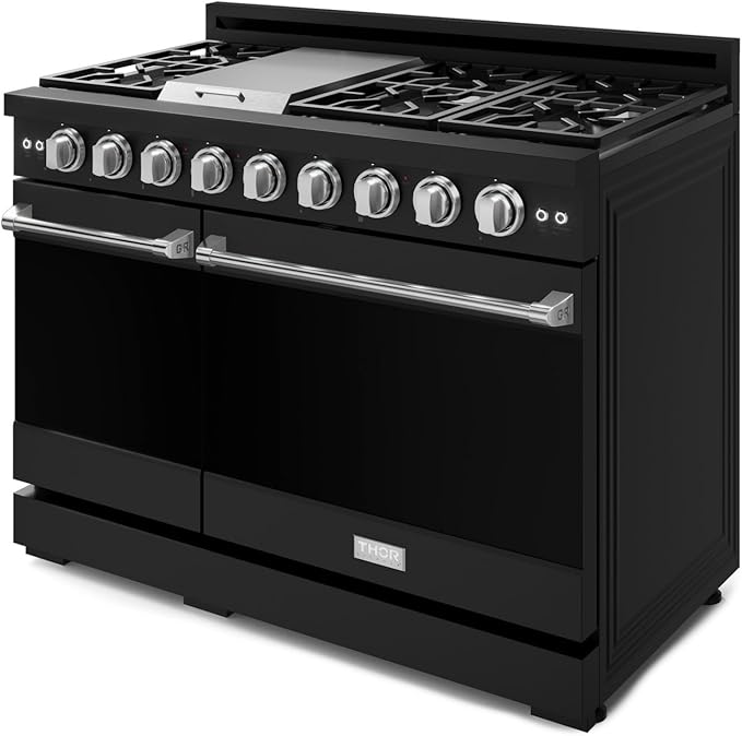 Gordon Ramsay by THOR Kitchen 48 Inch Professional Gas Range with Double Oven in Black/Stainless Steel