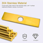 10 Inch Faucet Plate, Sink Hole Cover for 1 or 3 Hole Kitchen or Bathroom Faucets Long Rectangle Plate Escutcheon, Stainless Steel, Brushed Gold