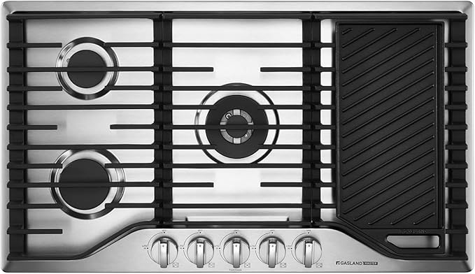 GASLAND Master 36 Inch Gas Cooktop with Griddle PRO GH3905SS1FC with 5 Burners,CSA certified, 120V Plug-in, NG/LPG Convertible