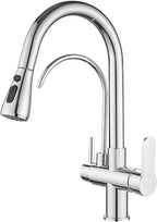 MENATT 2 Handle Kitchen Sink Faucet with Dringking Water Faucet, Pull Down Sprayer 3 in 1 Water Filter Purifier Faucets (Chrome)