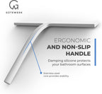 GÜTEWERK Shower Squeegee for Glass Doors, Silicone Window Squeegee, Bathroom and Glass Cleaning - White - 11 Inch