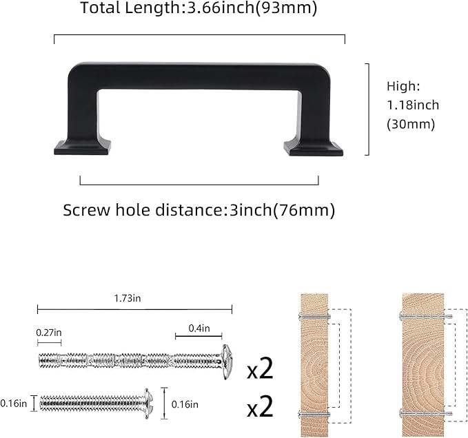 COTYKILEY 10 Pack 3 Inch(76mm) Matte Black Kitchen Cabinet Handles Cabinet Pulls Cabinet Door Handles Kitchen Cabinet Hardware Cupboard Drawer Pulls Dresser Handles