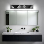 Modern LED Bathroom Lights Fixtures(4-Light),Metal Black Acrylic Wall Lighting,Vanity Lights for Bathroom Over Mirror(6000k 27In
