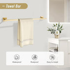 YACVCL Towel Bar Set 10-Piece Brushed Gold Bathroom Hardware Set, Gold Bathroom Accessories Set,23.6 Inch Towel Holder-Towel Racks Set for Bathroom Stainless Steel Wall Mounted