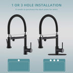 Pull Down Kitchen Faucet with Sprayer,Fapully Commercial Black Spring Kitchen Sink Faucet with Brushed Nickel