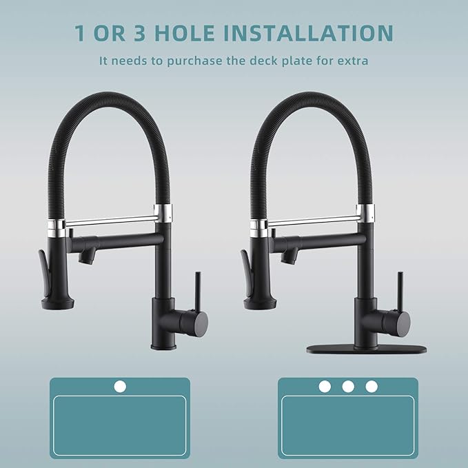 Pull Down Kitchen Faucet with Sprayer,Fapully Commercial Black Spring Kitchen Sink Faucet with Brushed Nickel