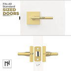 Mega Handles Prime Privacy Lever Door Handle for Hallway, Closet and Bathroom, Keyless Design Door Levers, Fits All Standard Door Sizes, Covered Screws Included - Satin Brass (1 Pack), 4.29"