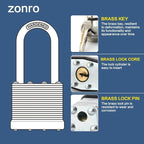 ZonRo Locks Laminated Steel Keyed Padlocks,Keyed Alike Locks, 1-9/16 inch Wide,Normal Shackle Padlocks, Pack of 12，Yellow Hoop, for Hasp Latch, Sheds, Fences, Storage Locker, School, Gym