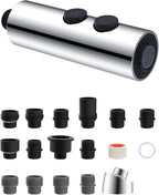 Hibbent Metal Pull Down Kitchen Faucet Head Replacement with 15 Adapters, Sink Spray Head, 2 Function Spray Nozzle Compatible with Moen, American Standard, Delta, Kohler Faucets, Chrome (Silver)