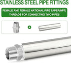 TAISHER 2PCS Stainless Steel Pipe Fittings, 3/4" NPT Female x 3/4" NPT Female Threaded, 6" Length Thickened Nipple Cast Pipe