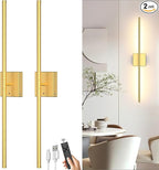 Battery Operated Wall Sconce Set of Two: Wireless Rechargeable Wall Lights with Touch and Remote Control, 360°Rotatable 4CCT Dimmable Cordless Sconces Decor Gold Scone for TV Wall Bedroom Hallway