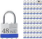 ZonRo Locks Laminated Steel Keyed Padlocks,Keyed Alike Locks, 1-9/16 inch Wide,Normal Shackle Padlocks, Pack of 48，Blue Hoop, for Hasp Latch, Sheds, Fences, Storage Locker, School, Gym…