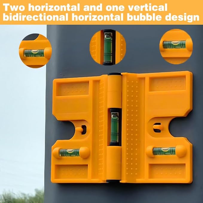 270 ° foldable column level with vertical soft magnet for woodworking, decoration, and steel structure construction. Horizontal ruler with tie straps ﻿ (orange)