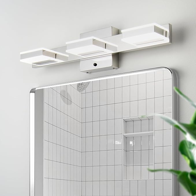 mirrea 20" LED Chrome Vanity Light 3000K/4000K/5000K CCT Adjustable 3 Light Bathroom Light Fixture Over Mirror