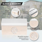 Wall Mount Mailbox, Large Capacity Mailbox for House Outside, Galvanized Steel Rust-Proof Metal Post Drop Box, 15.74"×9.84"×4.33" Flower Hollowed Wooden Patterned Metal Sheet