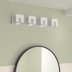 Aipsun 4 Lights Dimmable Modern LED Vanity Light for Bathroom Frosted White Acrylic Chrome Up and Down Bathroom Wall Light Fixtures Over Mirror(White Light 6000K)