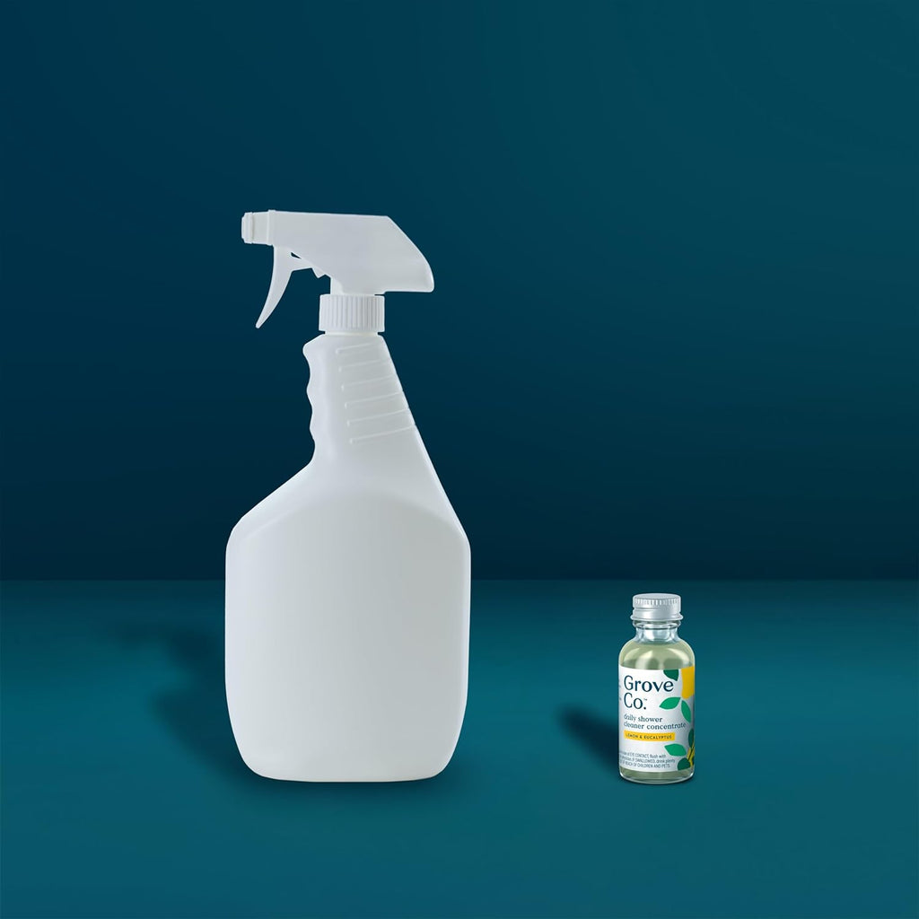 Grove Co. Daily Shower Cleaner Refill Concentrate (6 x 1 Fl Oz), Creates 16 Oz Cleaner, Removes Soap Scum, Scrub-Free, Plant-Based Household Cleaning Supplies, Lemon & Eucalyptus Fragrance