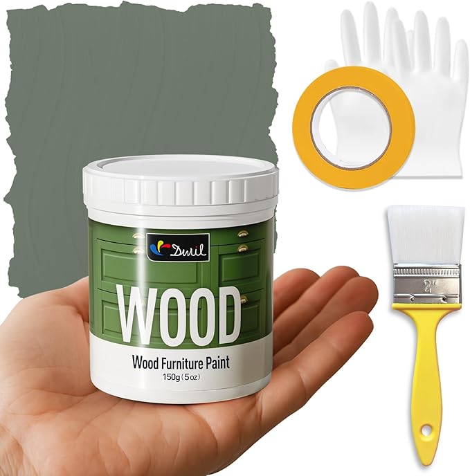 DWIL Matte Finish Furniture Paint - 5 Oz Wood Paint for Cabinets, Doors, Tables, and Dressers Refinishing - Water-Based, Non-Toxic & Odorless, Easy to Apply(Cardamom Green)-Trial Pack