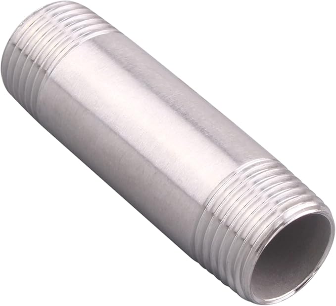3/8" X 3/8" NPT Male Nipple Stainless Steel 304 Cast Pipe Coupling Fitting 2" Length (pack of 2)