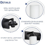 TODOLUZ Wall Sconce Lighting Over Mirror, 3-Lights Matte Black Bathroom Vanity Light Fixtures with Opal White Glass, Wall Mount Bath Light for Dressing Table Hallway Bedroom