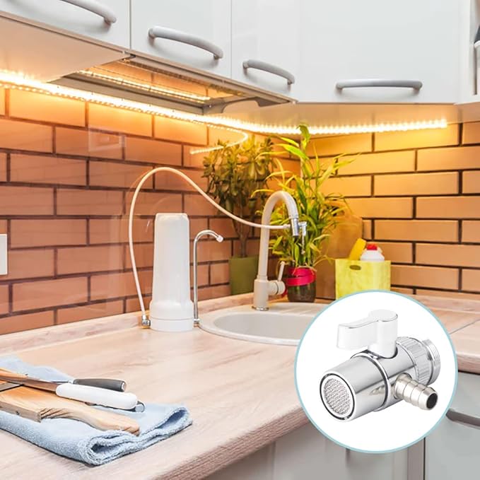 Faucet Diverter Valve with Aerator for Countertop Water Filter,Faucet Adapter to 3/8" Barb outlet,Faucet Splitter for Water Diversion