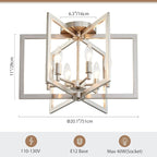 Brushed Nickel Ceiling Light, 20 Inch Chandelier for Dining Room Geometric Metal Modern Chandelier Light Fixture for Kitchen Island Living Room Entryway, 6-Light