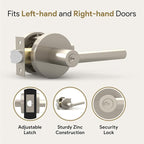 Mega Handles Ronn Entrance Entry Lever Door Handle Heavy Duty Round Locking Lever Set for Left or Right-Handed Doors, Interior/Exterior Door Levers - Satin Nickel
