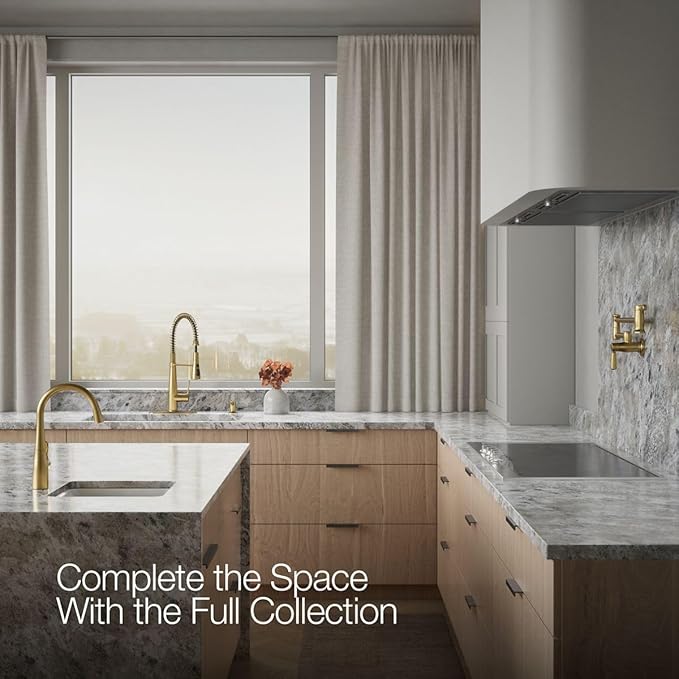 KOHLER K-REC22745-SD-2MB Semi-Professional Kitchen Faucet with Soap Dispenser/Lotion Dispenser, Commercial Kitchen Sink Faucet with Pull-Down Sprayhead, Vibrant Brushed Moderne Brass