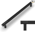 Amerdeco 10 Pack Matte Black Knurled Cabinet Pulls 7.55 Inch Center to Center Kitchen Cabinet Handles for Drawer Dresser, Cupboard and Wardrobe ZH0031